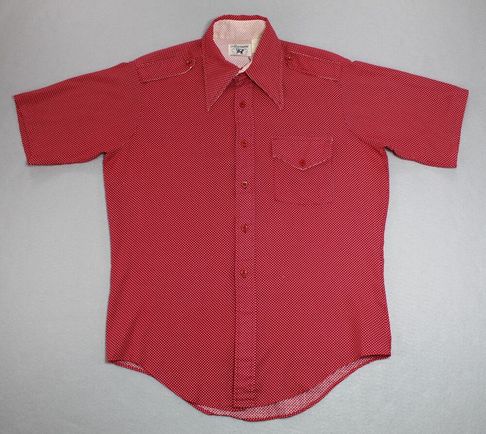 Vintage Alexander's Men's Shop Short Sleeve Button Up Shirt Mens Medium Red 70's